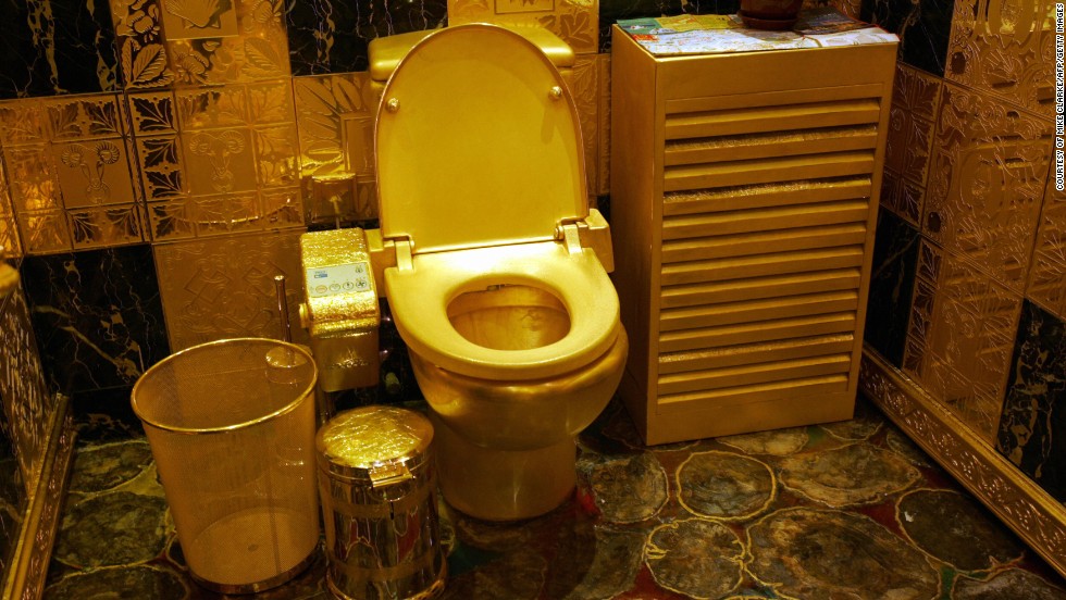 A photo of Trump toilet